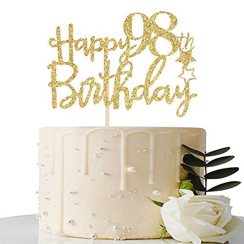 Gold Glitter Happy 98th Birthday Cake Topper - 98 Cake Topper - 98th Birthday Party Supplies - 98th Birthday Party Decorations Gold Glitter Happy 98th Birthday Cake Topper - 98 Cake Topper - 98th Birthday Party Supplies - 98th Birthday Party Decorations