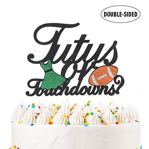 Tutus or Touchdowns Cake Topper Baby Shower Cake Topper Gender Reveal Decoration Supplies - Dress Football Theme Black Double Sides Glitter Tutus or Touchdowns Cake Topper Baby Shower Cake Topper Gender Reveal Decoration Supplies - Dress Football Theme Black Double Sides Glitter