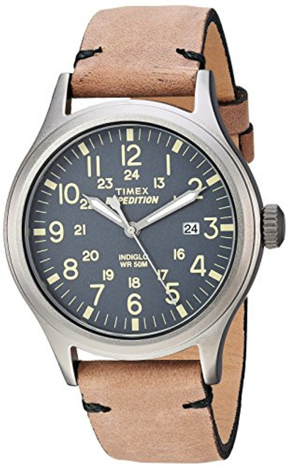 Timex Men's TW4B01700 Expedition Scout 40 Brown/Gray Leather Strap Watch Timex Men's TW4B01700 Expedition Scout 40 Brown/Gray Leather Strap Watch