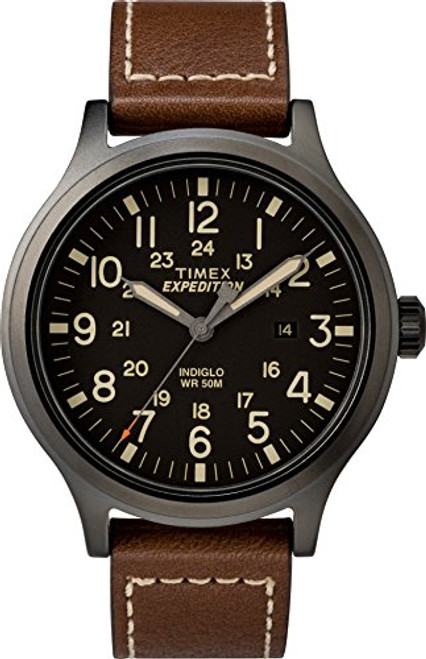 Timex Men's TW4B11300 Expedition Scout 43mm Brown/Black Leather Strap Watch Timex Men's TW4B11300 Expedition Scout 43mm Brown/Black Leather Strap Watch