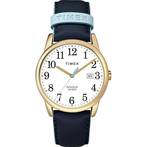 Timex Women's TW2R62600 Easy Reader 38mm Blue/Gold-Tone Leather Strap Watch