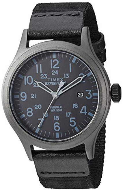 Timex Men's TW4B14200 Expedition Scout 40mm Black Leather/Nylon Strap Watch