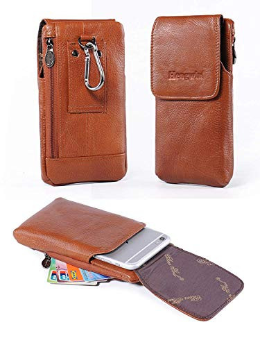 Hengwin Samsung Galaxy S20 S10+ S9 Plus S8 Plus Note 10 5 Holster Case w Belt Clip/Loop Leather Phone Belt Holster Pouch Carrying Case Cellphone Holder for iPhone 11 Pro Max XS Max 8 Plus + Keyring