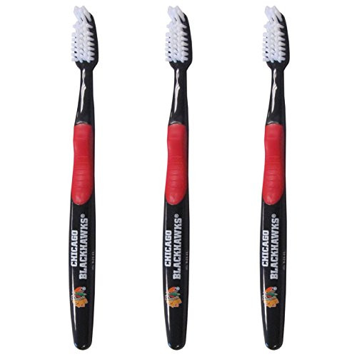 NHL Chicago Blackhawks Adult Toothbrush, 3 Pack