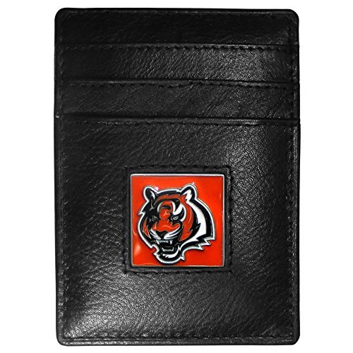 NFL Siskiyou Sports Mens Cincinnati Bengals Leather Money Clip/Cardholder Packaged in Gift Box One Size Black