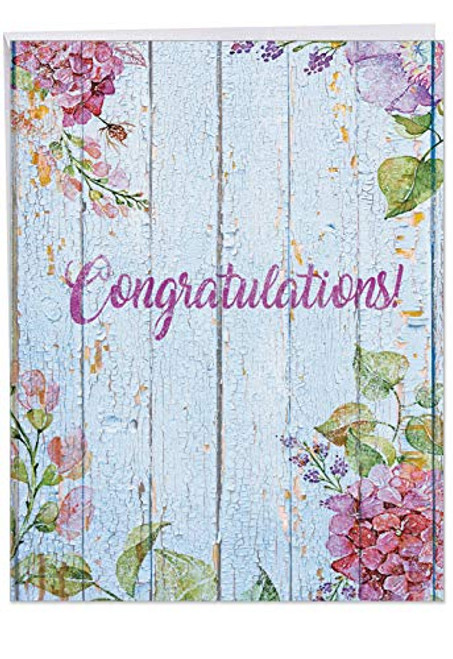 Congratulations Greeting Card 'Blooming Driftwood' with Envelope (Supersized 8.5 x 11 Inch) - Beautifully Colored Flower, Floral Driftwood Congratulatory and Celebration Card Stationery J6108JCGG-US Congratulations Greeting Card 'Blooming Driftwood' with Envelope (Supersized 8.5 x 11 Inch) - Beautifully Colored Flower, Floral Driftwood Congratulatory and Celebration Card Stationery J6108JCGG-US