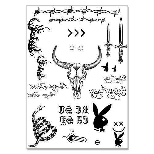 Greae Post Malone Inspired Face Temporary Tattoo Stickers For DIY Halloween Costume Parties | Realistic | Skin Safe | Includes FACE, HANDS, FINGERS, NECK & ARM Tattoos
