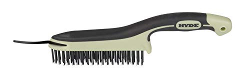 HYDE 46834 High-Carbon Steel Wire Brush with Scraper, 11-3/4-inch, MAXXGRIP PRO