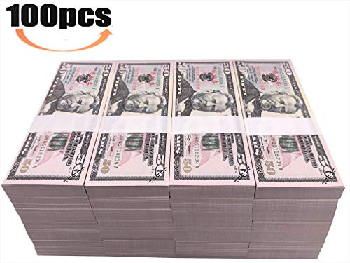 Motion Picture Money $5000 Prop Money Full Print 2 Sided $50 Dollar Bills Realistic Money Stacks,Copy Money Play Money That Looks Real for Movie,Videos, Birthday Party