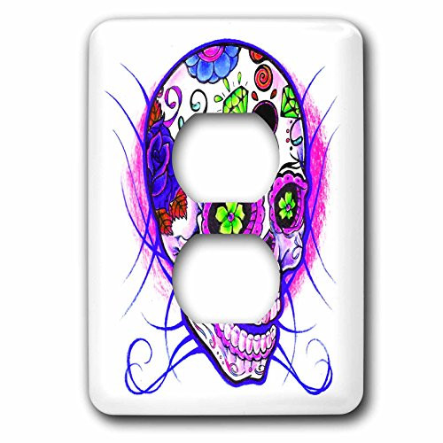 3dRose lsp_193527_6 Diamond sugar skull Purple 2 Plug Outlet Cover Multicolor