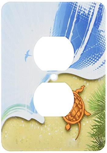 3dRose lsp_152553_6 An Ocean & Beach Scene with a Sea Turtle 2 Plug Outlet Cover