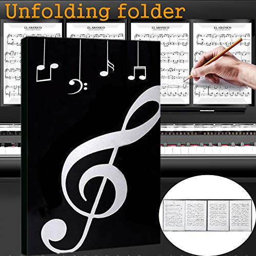 Music Folder Unfolding Folder Sheet Music Folders Holder Band Folder Writable Musicians Folder A4 Size (Unfolding - black)