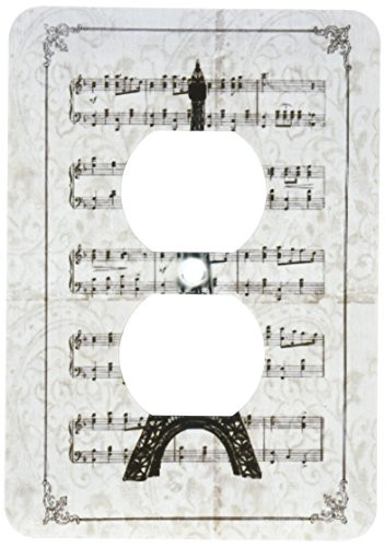 3dRose lsp_99335_6 Vintage Song Sheet with Eiffel Tower French Art- Paris - 2 Plug Outlet Cover