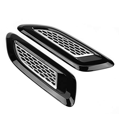 Exterior Hood Air Vent Outlet Wing Trim for Land Rover Range Rover Evoque 2012-2018 2 Pcs(Black & Silver)
