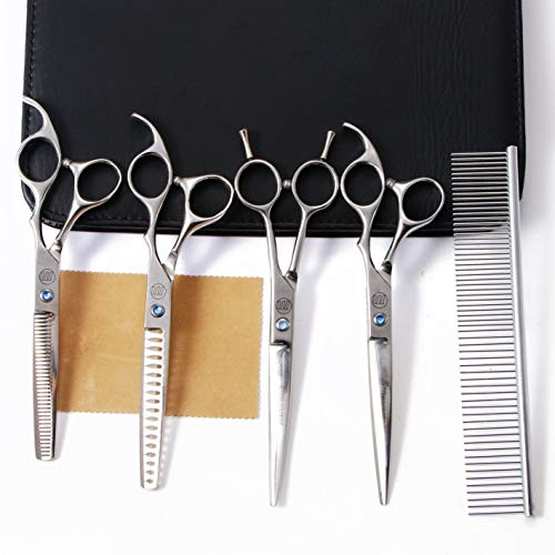 Moontay Professional Dog Grooming Scissors Set, 7 Inch/8 Inch Pet Grooming Scissors Chunkers Shears for Dog, Curved Dog Grooming Scissors, Thinning Shears for Dog with Grooming Comb Moontay Professional Dog Grooming Scissors Set, 7 Inch/8 Inch Pet Grooming Scissors Chunkers Shears for Dog, Curved Dog Grooming Scissors, Thinning Shears for Dog with Grooming Comb