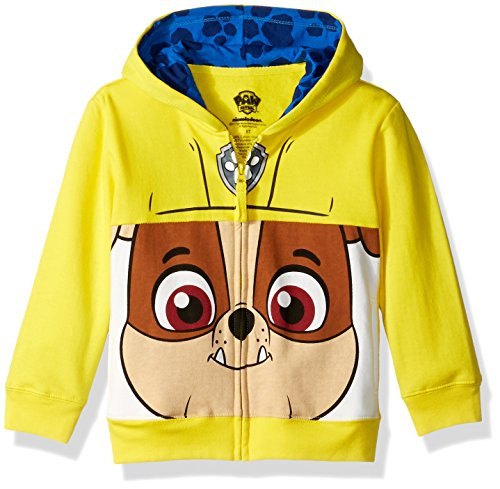 Nickelodeon Toddler Boys' Paw Patrol Character Big Face Zip-Up Hoodies, Rubble Yellow, 3T