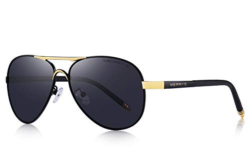 MERRY'S Men's Polarized Driving Sunglasses For Men Unbreakable Frame UV400 S8513 (Gold&Black, 61)