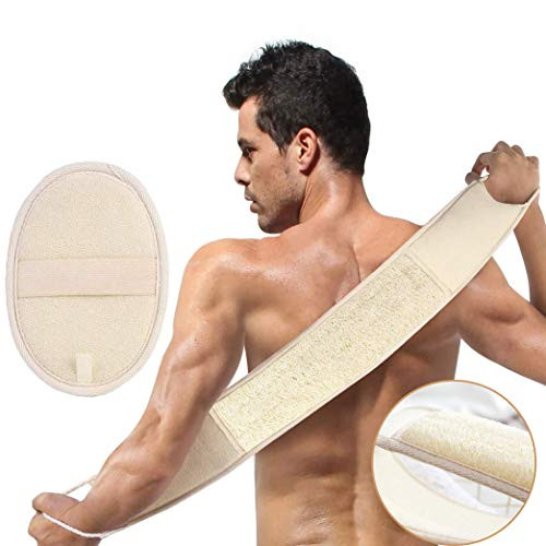 Exfoliating Natural Loofah Back Scrubber & Loofah Sponge Pad Set for Shower, Bath Shower Scrubber Luffa Scrubber to Deep Clean Relax Your Body