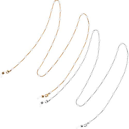 2 Pieces Pearl Beaded Eyeglass Chain Pearl Sunglasses Chain Reading Eyeglasses Holder Strap Cord Lanyard Eyewear Retainer