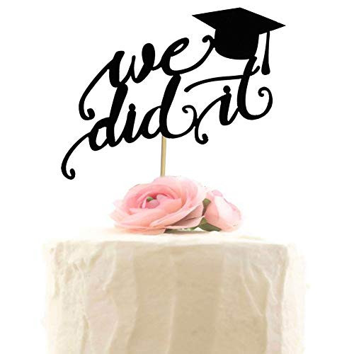 We Did It Cake Topper, Graduation Party Decorations, Congrats Grad Cake Toppers, Class of 2020 Cake Decor for High School College Graduates, Black