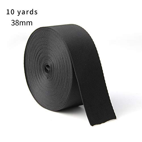 JIAKAI 1.5 Inch Wide 10 Yards Nylon Heavy Duty Webbing Strap?Polypropylene Heavy Straps for Bags, Hammocks, Outdoor Climbing and DIY Making Luggage Strap, Pet Collar, Backpack Repairing?Black?