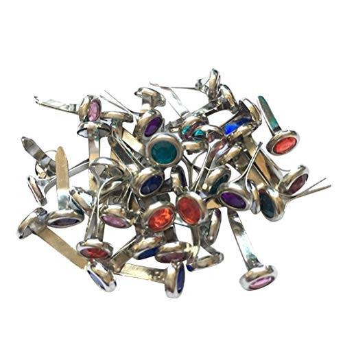 Amosfun 100pcs Mini Brads Heart Metal Scrapbooking brads Paper Fasteners for DIY Crafts 8x15mm (Random Color)