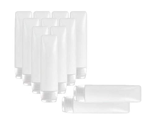 12PCS 30g Empty Refillable Travel Plastic Soft Tubes Make up Lotion Cosmetic Bottles Container with Flip Cap for Facial Cleanser Shampoo Cleanser Shower (Clear)