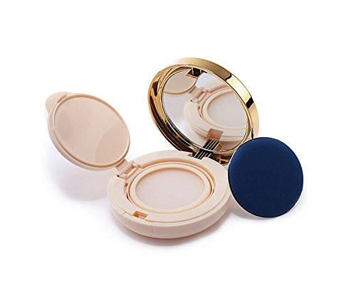 erioctry 15ml 0.5oz Empty Luxurious Golden Portable Make-up Powder Container Air Cushion Puff Case Holder with Powder Puff and Mirror Refillable Make Up Foundation BB Cream Box