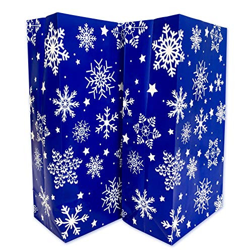 24Pcs Winter Snowflake Paper Treat Bags Christmas Party Favor Bags Frozen Birthday Party Supplies