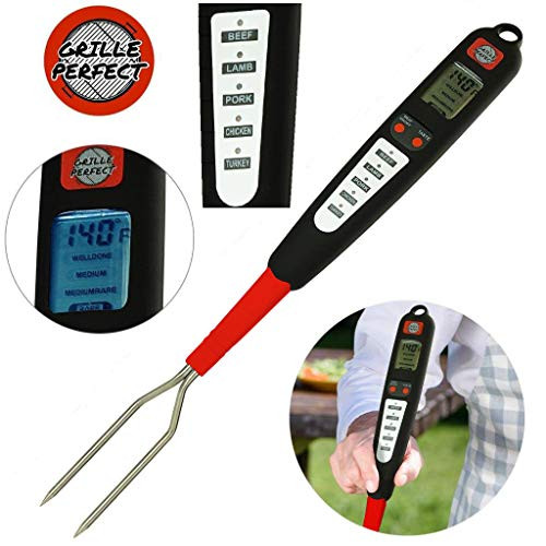 Grille Perfect Digital Meat Thermometer for Grilling and Barbecue Turner Fork with Ready Alarm Grille Perfect Digital Meat Thermometer for Grilling and Barbecue Turner Fork with Ready Alarm