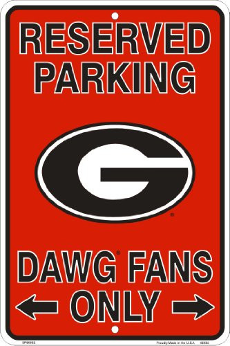HangTime Georgia Bulldogs Fans Reserved Parking Sign Metal 8 x 12 Embossed