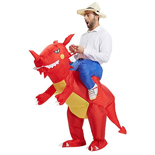 TOLOCO Inflatable Dinosaur T-REX Costume | Inflatable Costumes for Adults| Halloween Costume | Blow Up Costume (Red Dinosaur Adult) TOLOCO Inflatable Dinosaur T-REX Costume | Inflatable Costumes for Adults| Halloween Costume | Blow Up Costume (Red Dinosaur Adult)