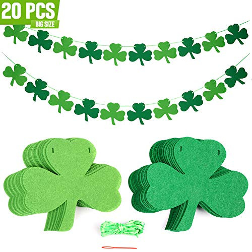 Tonak Felt Shamrock Clover Banner Hanging Shamrock Decorations Shamrock Ornament Decor for st Patricks Day Accessories Garland Banner st. Patricks Day Decorations Irish Day Party Supplies 20pcs Tonak Felt Shamrock Clover Banner Hanging Shamrock Decorations Shamrock Ornament Decor for st Patricks Day Accessories Garland Banner st. Patricks Day Decorations Irish Day Party Supplies 20pcs
