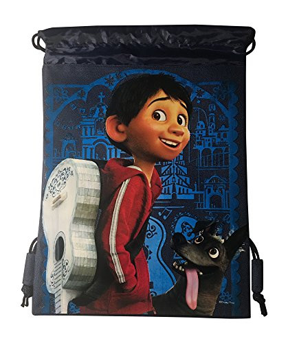 Disney COCO Drawstring Backpack PIXAR Licensed Sling Tote Gym Bag Remember Me (Blue Miguel)
