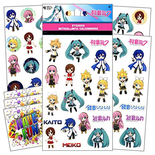 Stickers for Kids - 4 Sheets of Stickers Bundle Includes 3 Specialty Separately Licensed GWW Reward Stickers (Hatsune Miku)