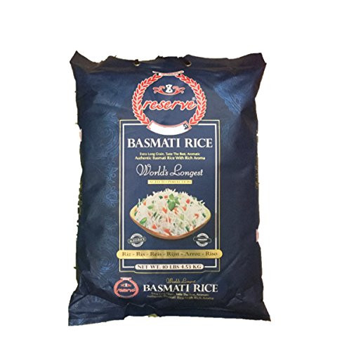 Zafarani Reserve GMO Free Extra Long Grain, Taste the Best, Aromatic Authentic Basmati Rice with Rich Aroma - 10lbs., 4.53kg