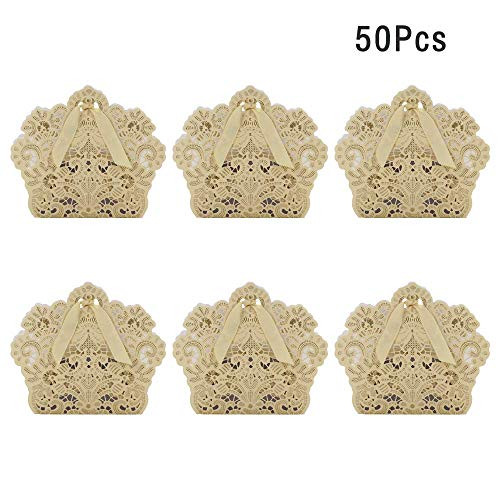 NMFIN 50pcs Wedding Party Favor Boxes,Luxury Lace Candy Chocolate Boxes Bags, Laser Cut Boxes,Gift Boxes with Ribbons Wedding Supplies for Wedding Bridal Shower Baby Shower Birthday Party Champagne NMFIN 50pcs Wedding Party Favor Boxes,Luxury Lace Candy Chocolate Boxes Bags, Laser Cut Boxes,Gift Boxes with Ribbons Wedding Supplies for Wedding Bridal Shower Baby Shower Birthday Party Champagne