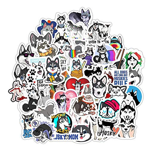 DOFE 50 PCS Husky Sticker,Car Stickers 50 pcs, Laptop Stickers,Motorcycle Bicycle Luggage Decal Graffiti Patches for Teens. (50 PCS Husky Sticker)