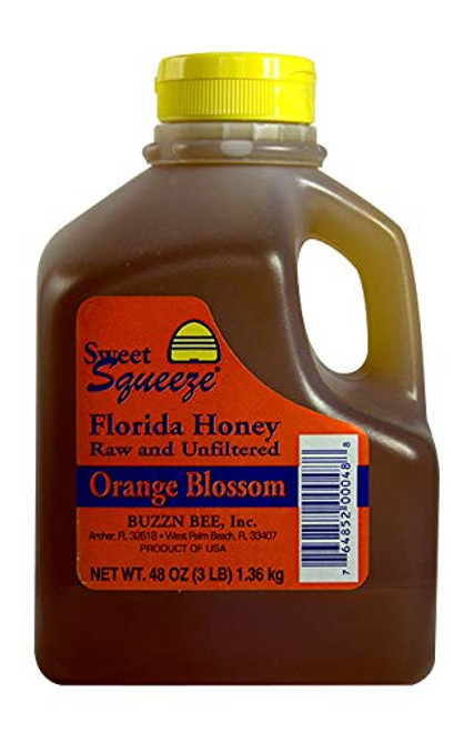 Sweet Squeeze Raw and Unfiltered Orange Blossom Honey - From Florida's Beekeepers, 48 Ounce