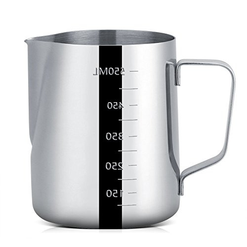 Stainless Steel Frothing Pitcher, 600ml Espresso Coffee Mugs Milk Steaming Pitcher With Measurement