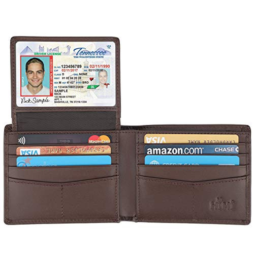 Wallet for Men-Genuine Leather RFID Blocking Bifold Stylish Wallet With 2 ID Window (Coffee-Smooth Leather)