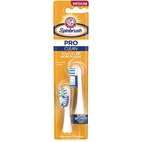 Arm & Hammer Spinbrush PRO Clean Replacement Brush Heads (Refill), Medium, 2 Count