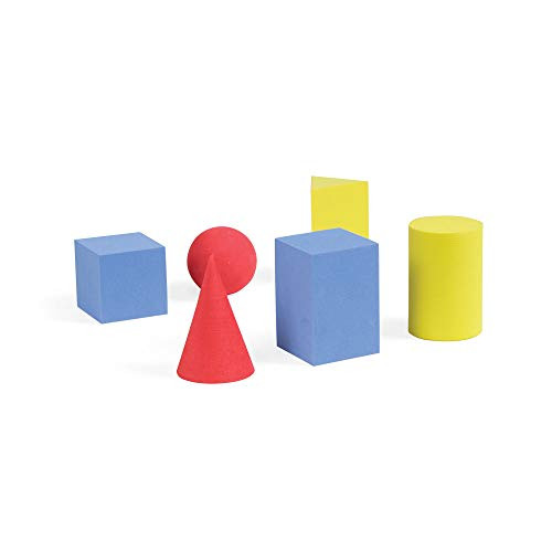 hand2mind Foam Geometric Solid Blocks, Assorted Colors, 3D Shapes (Set of 6)
