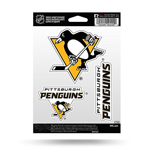 NHL Rico Industries Die Cut 3-Piece Triple Spirit Sticker Sheet, Pittsburgh Penguins NHL Rico Industries Die Cut 3-Piece Triple Spirit Sticker Sheet, Pittsburgh Penguins