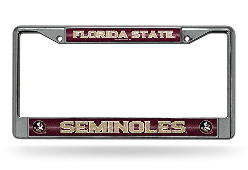 NCAA Rico Industries Bling Chrome License Plate Frame with Glitter Accent, Florida State Seminoles NCAA Rico Industries Bling Chrome License Plate Frame with Glitter Accent, Florida State Seminoles