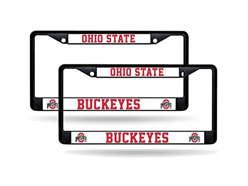 Rico Ohio State Buckeyes NCAA Black Metal (2) License Plate Frame Set Rico Ohio State Buckeyes NCAA Black Metal (2) License Plate Frame Set