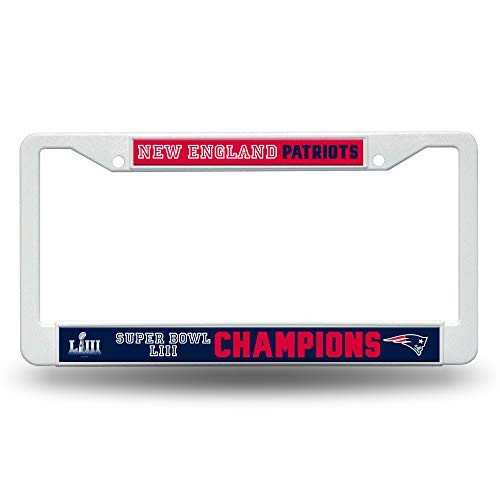 Rico Industries NFL New England Patriots Super Bowl LIII Champions Plastic License Plate Frame, 12, Blue Rico Industries NFL New England Patriots Super Bowl LIII Champions Plastic License Plate Frame, 12, Blue