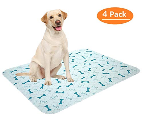 Geyecete Washable Dog Pee Pads (4pack) of Premium Pee Pads for Dogs, Waterproof Whelping Pads, Reusable Dog Training Pads, Travel Pet Pee Pads! Puppy Training Pads- S-Blue