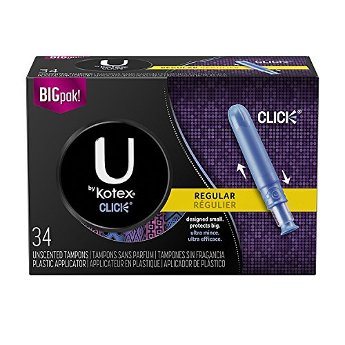 U By Kotex Click Compact Tampons, Regular Absorbency, 34 Count