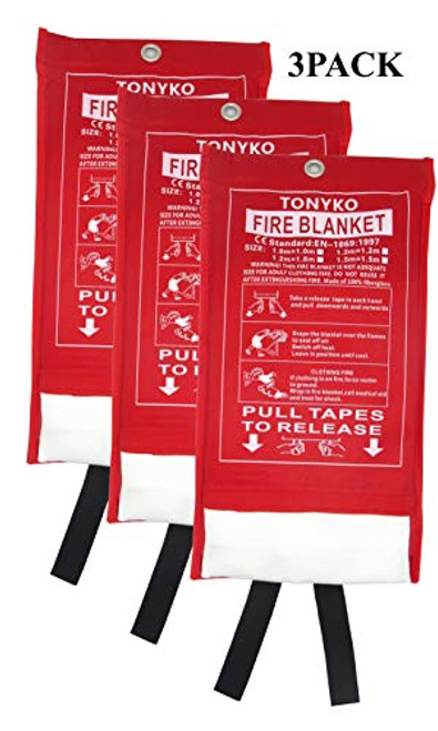 Tonyko Fiberglass Fire Blanket for Emergency Surival, Flame Retardant Protection and Heat Insulation with Various Sizes?3Pack (39.3×39.3 inches)?